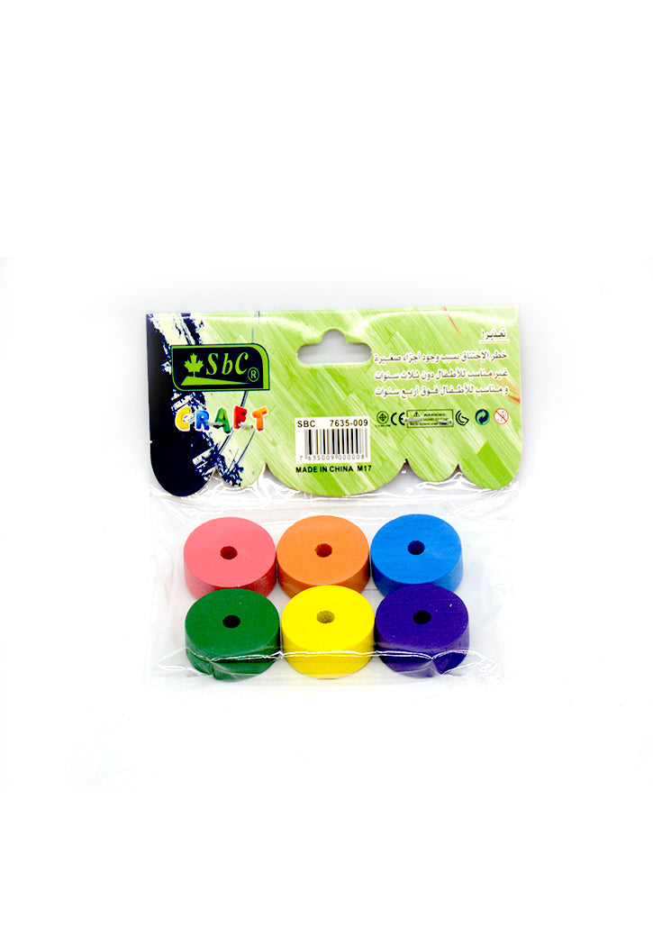 SBC WOODEN COLOR ROUND BLOCK 25MM 6PCS PACK