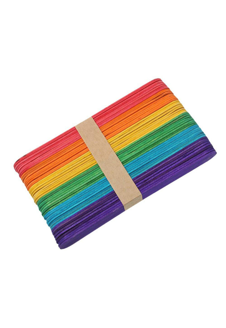 CRAFT WOODEN STICKS BIG COLOR 50P/PKT 150MM