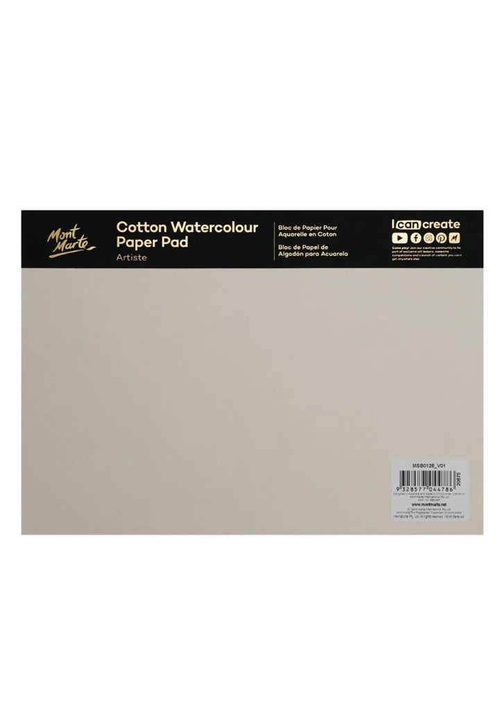 MONT MARTE COTTON WATERCOLOUR PAPER PAD 10SHT 200GSM A4