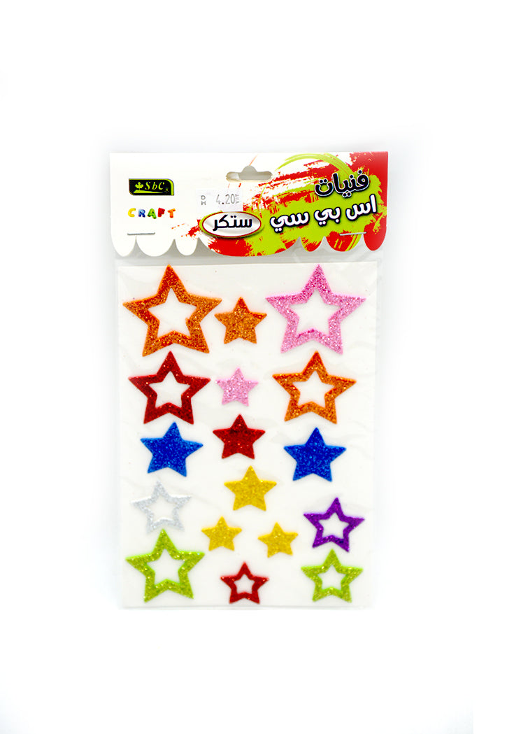 SBC CRAFT SPONGE SHAPE STICKERS W/GLITTER STAR SHAPE