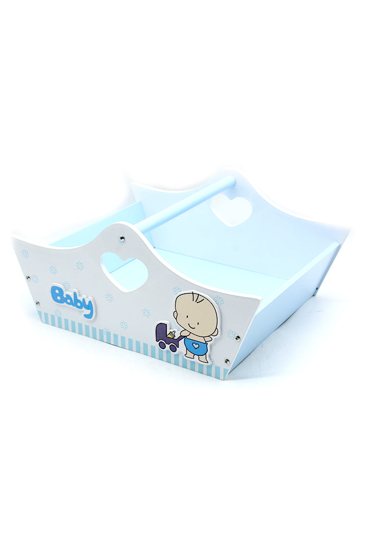 WOODEN BABY BASKET 41X32X12CM BLUE