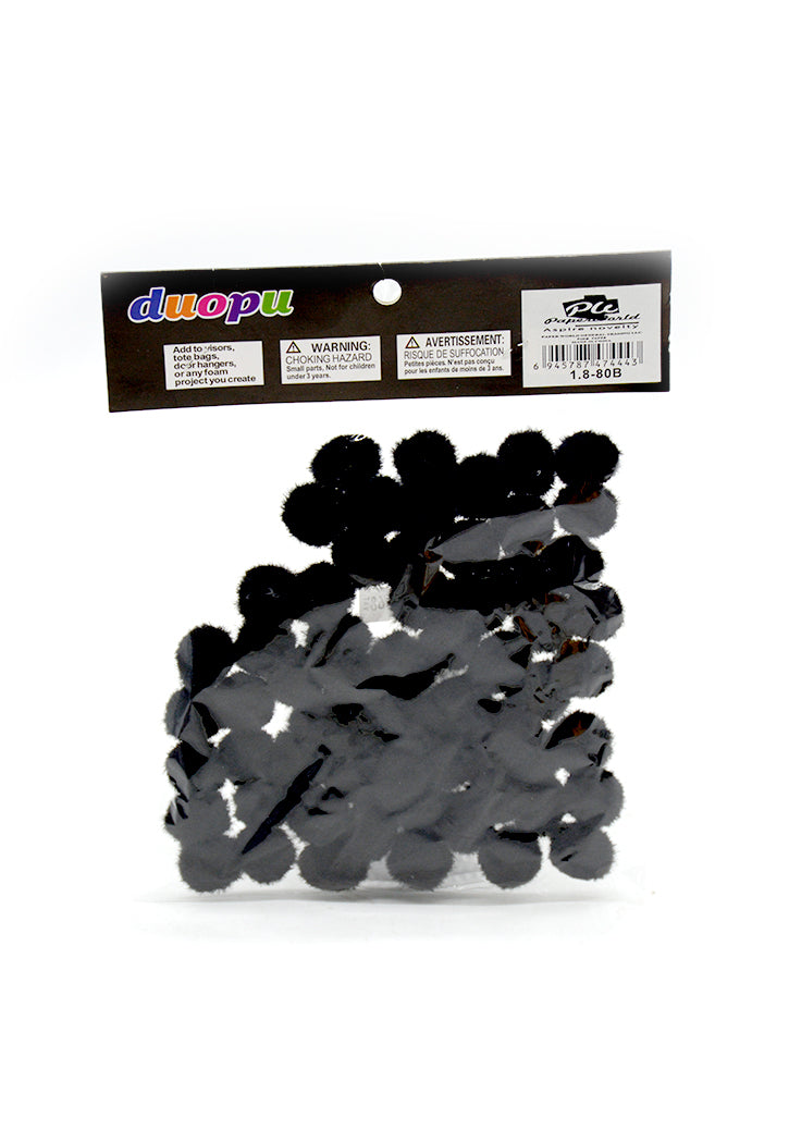 CRAFT FOAM POM POM BALLS BLACK COL 20MM