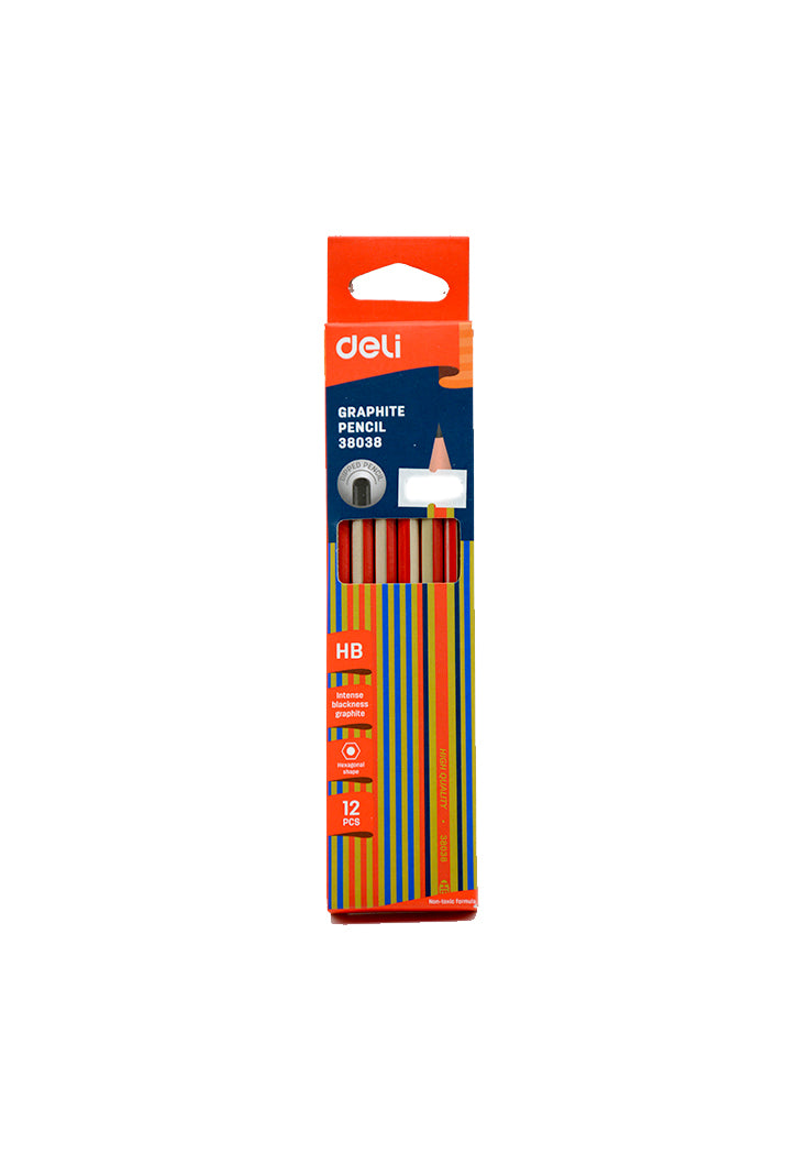 DELI BLACK LEAD HB PENCILS 12PCS 38038