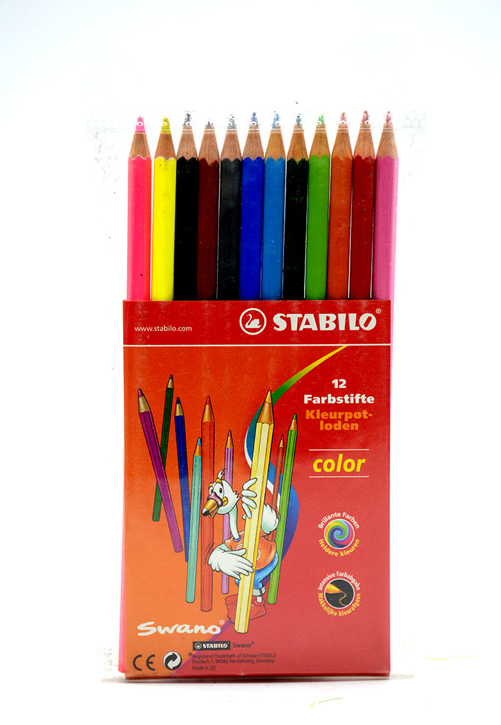 STABILO SWANO 12PCS COLORING PENCIL IN PLASTIC WALLET