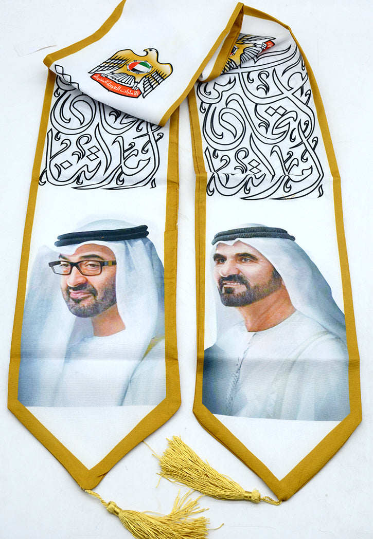NATIONAL DAY COTTON SCARF W/FALCON PRINT+UAE FLAG