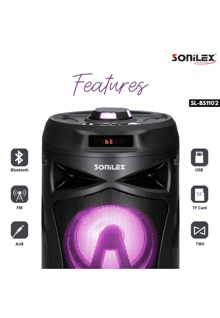 SONILEX 4" DUAL PORTABLE SPEAKER SL-BS1102FMDL