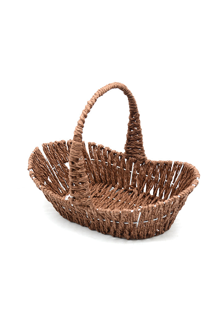 OVAL CURVED SHAPE WICKER BASKET W/HANDLE MEDIUM 29X17CM