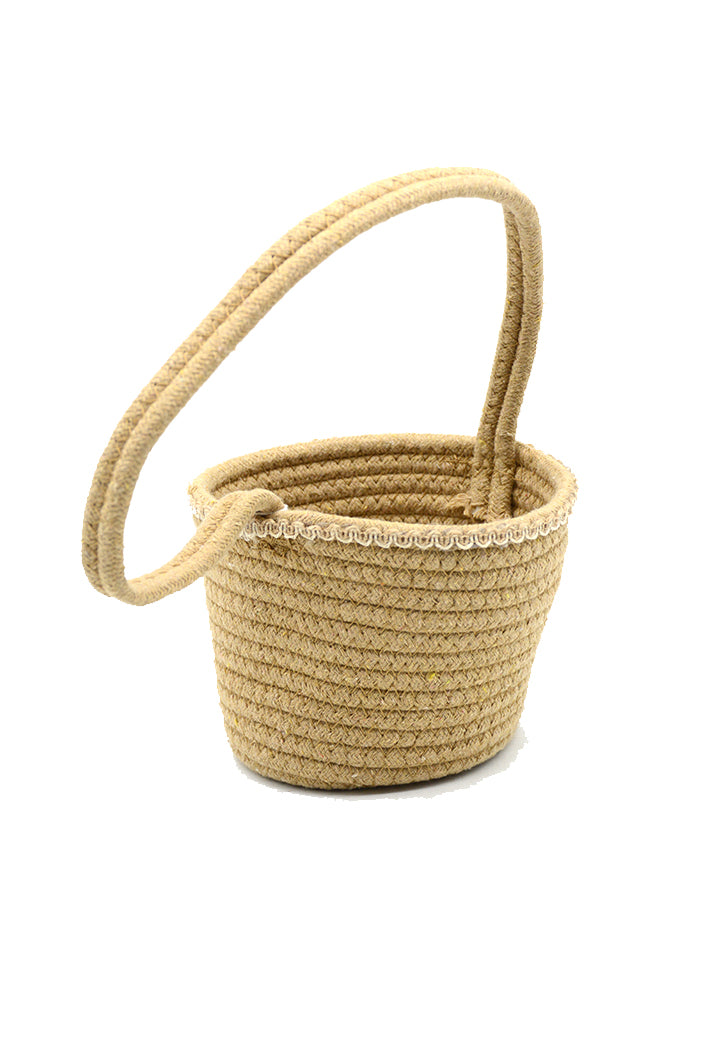 ROUND SHAPE COTTON ROPE BASKET W/HANDLE