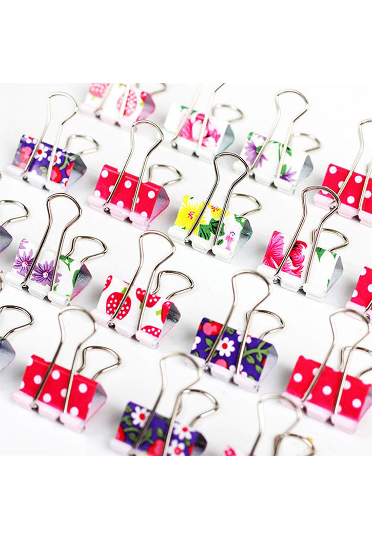 علبة مشابك اوراق معدنية مزخرفة 24 قطعة