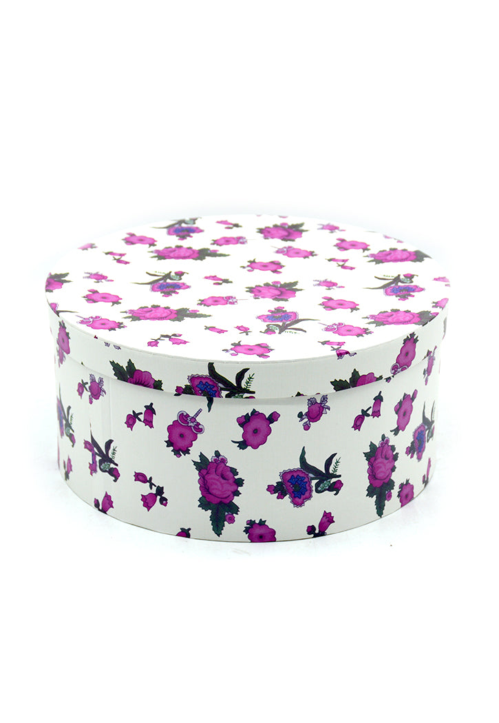 ROUND PAPER GIFT BOX FLOWER DESIGN ASSTD-7