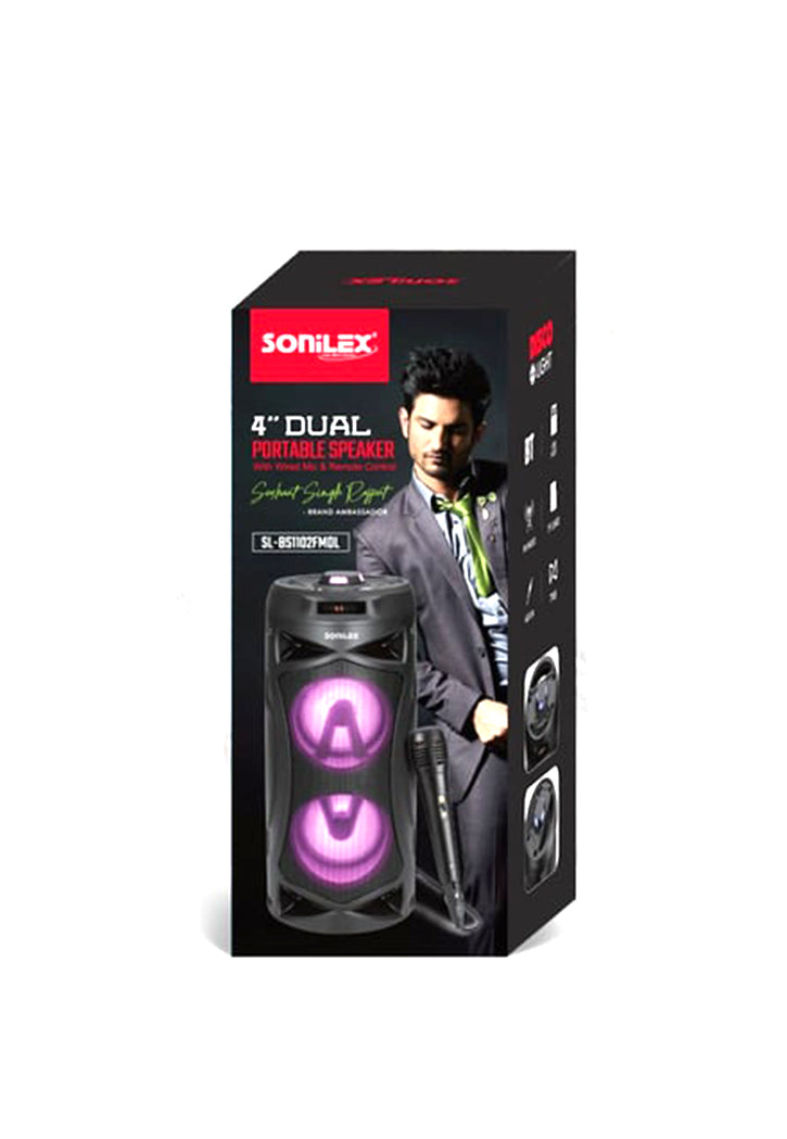SONILEX 4" DUAL PORTABLE SPEAKER SL-BS1102FMDL