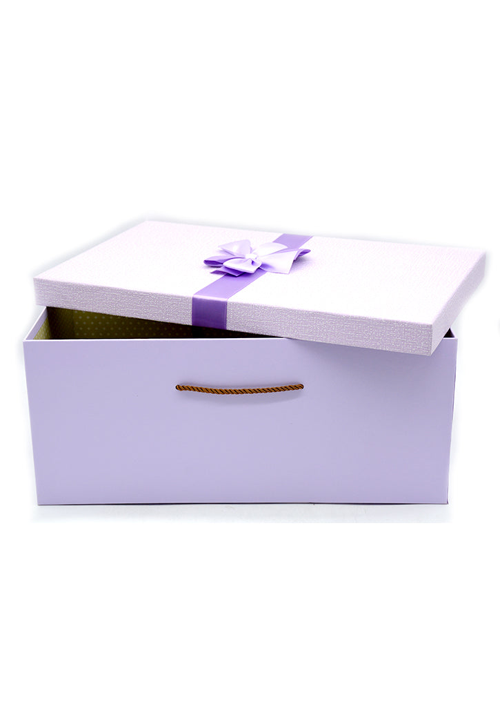 RECTANGLE PAPER GIFT BOX W/ROPE HANDLE & RIBBON-2