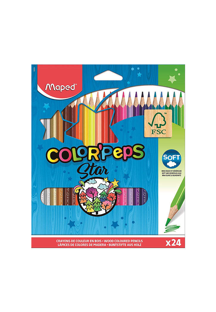 طقم اقلام خشبية ملونة 24 لون