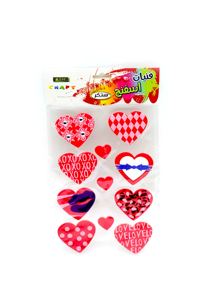 SBC CRAFT EVA FOAM w/ADHESIVE 11PCS HEART SHAPE