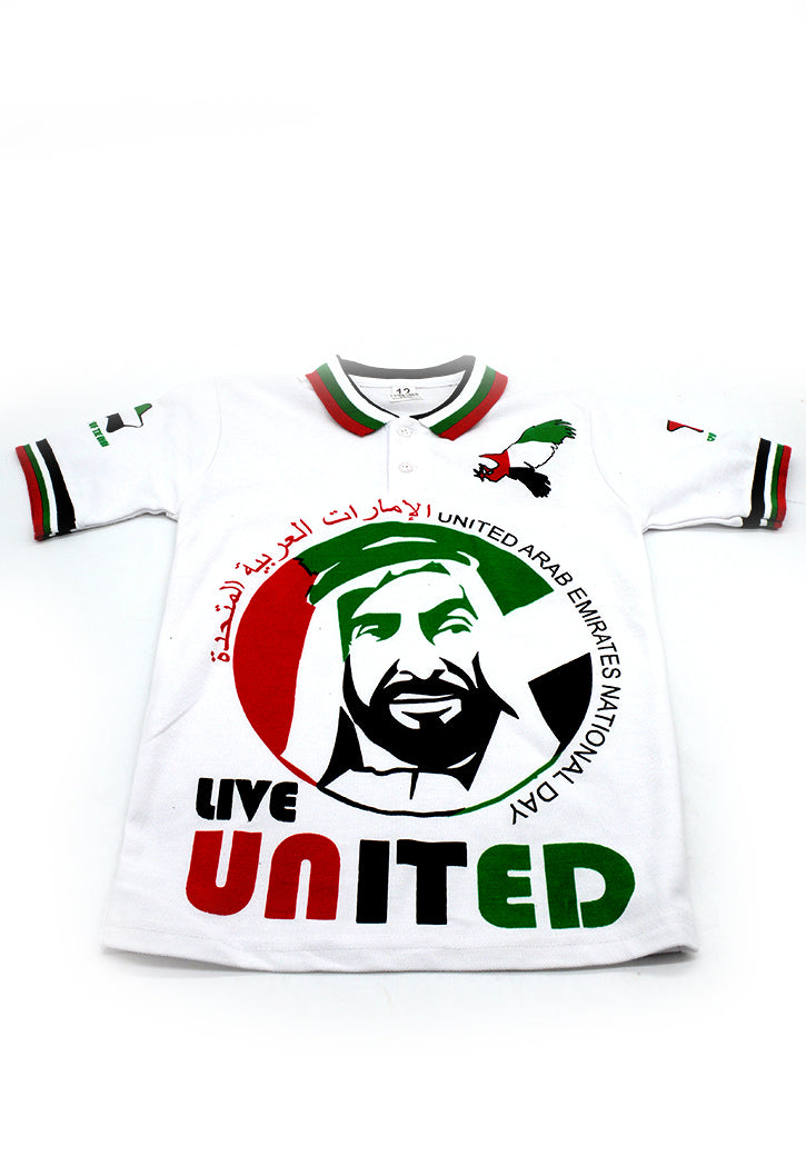 تيشيرت علم الامارات  UAE NATIONAL DAY POLO SHIRT W/ SHK. ZAYED & LIVE UNITED ASSTD