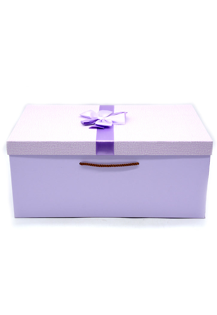 RECTANGLE PAPER GIFT BOX W/ROPE HANDLE & RIBBON-2