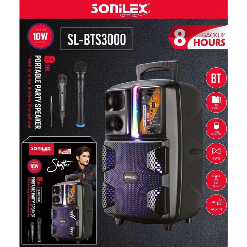 SONILEX 8" PORTABLE PARTY SPEAKER SL-BTS3000