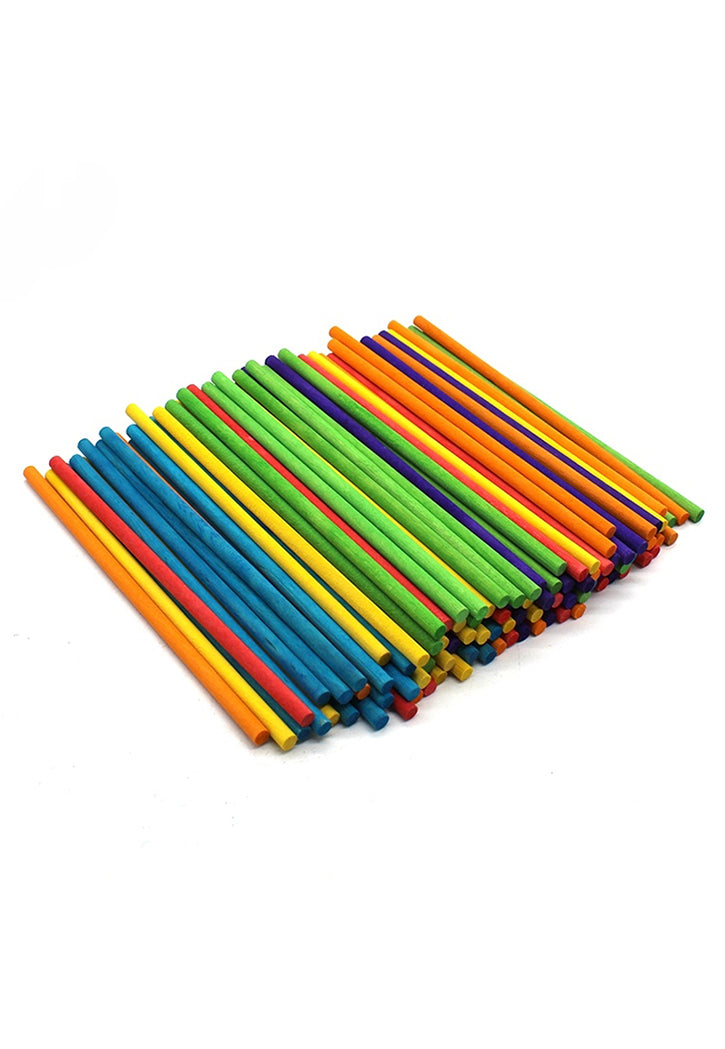 WOODEN THIN ROUND STICK COLOUR 60P/PKT