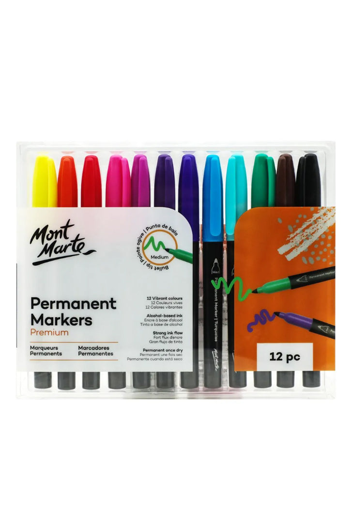 MONT MARTE PREMIUM PERMANENT MARKERS 12PCS PKT