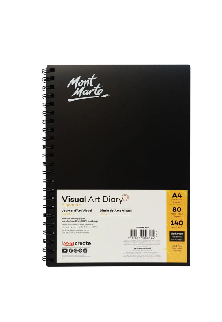 MONT MARTE SIGNATURE VISUAL ART DIARY BLACK PAPER 140GSM 80PAGES A4