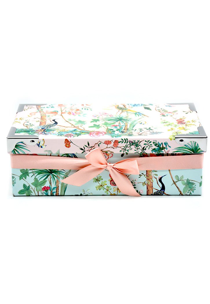 RECTANGLE PAPER GIFT BOX FLOWER DESIGN W/METAL CORNER&HANDLE-4