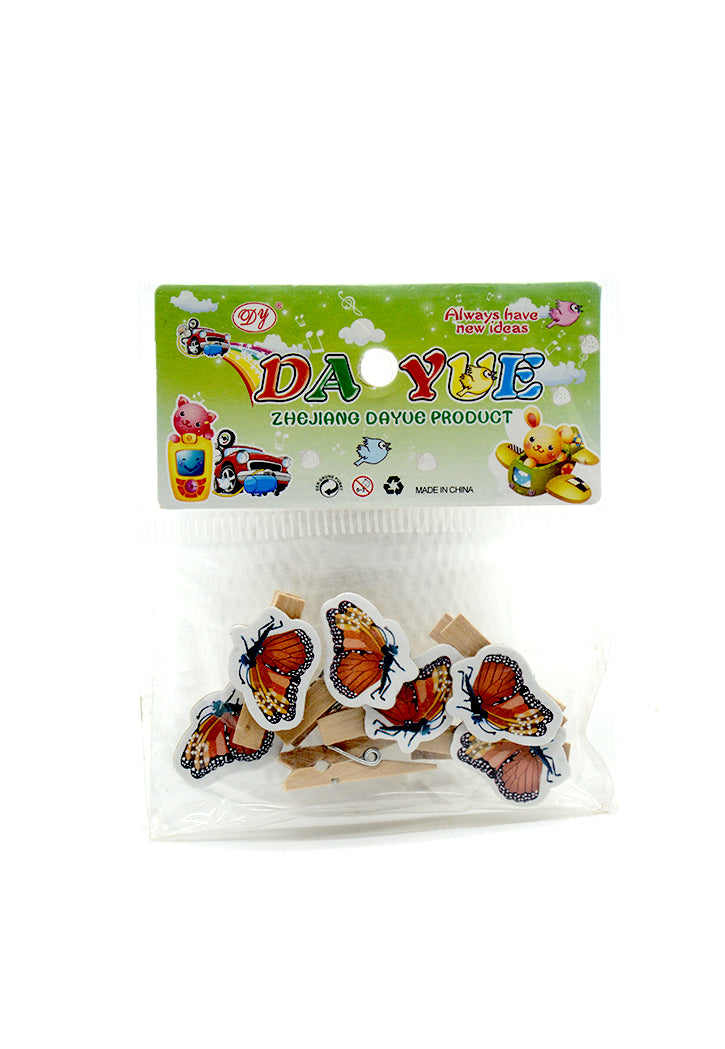 DY WOODEN CLIPS 6PCS BUTTERFLY