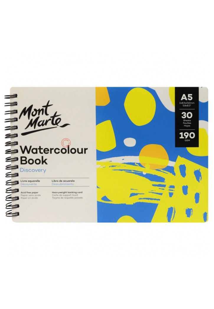 MONT MARTE SPIRAL WATERCOLOUR BOOK 190GSM 30SHT A5