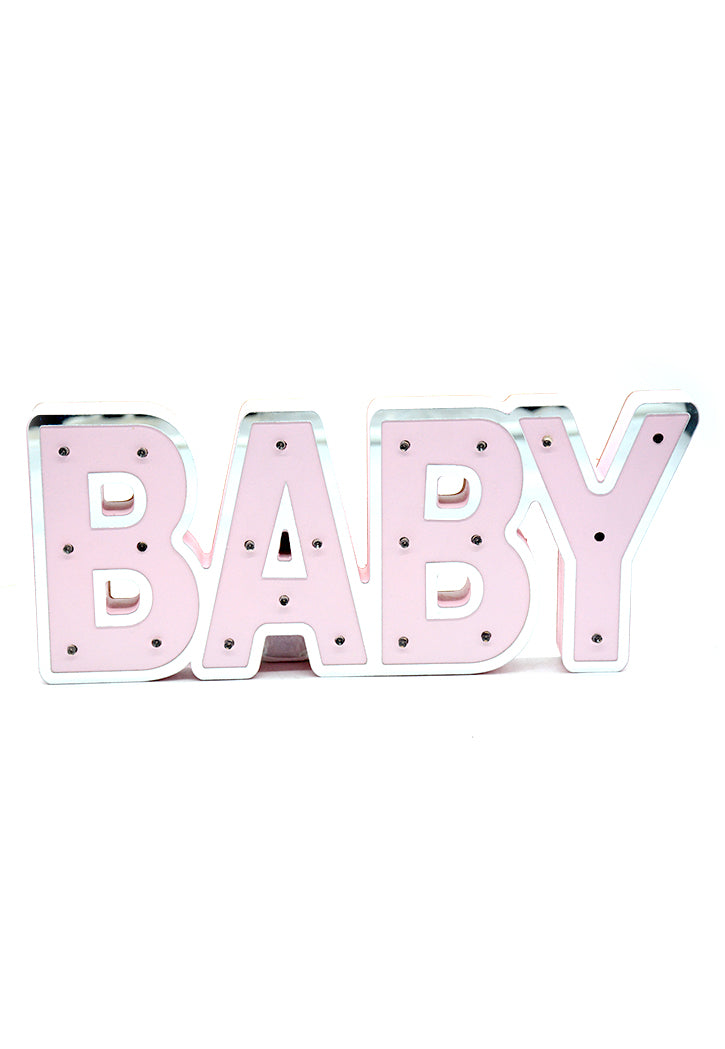 WOODEN "BABY" SIGN BOARD W/LIGHT 35x15x2.6CM BLUE