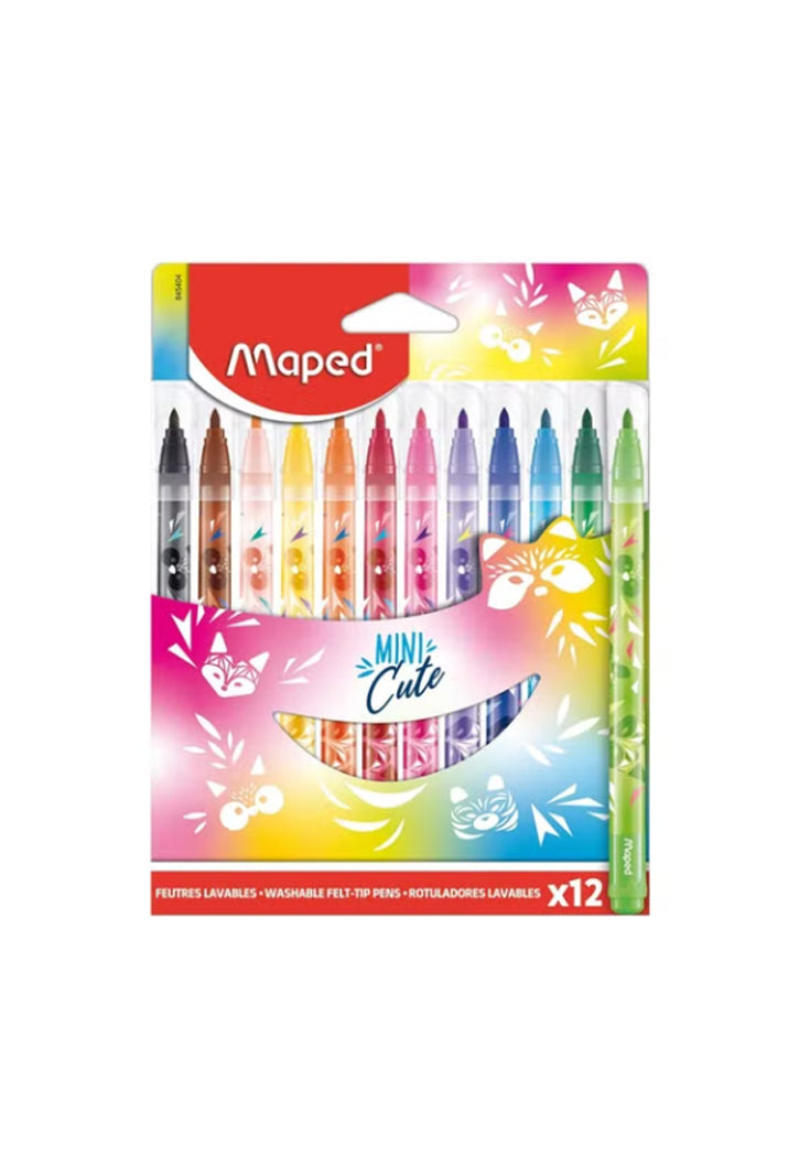 MAPED MINI CUTE WASHABLE FELT TIP PENS 12PCS/PKT
