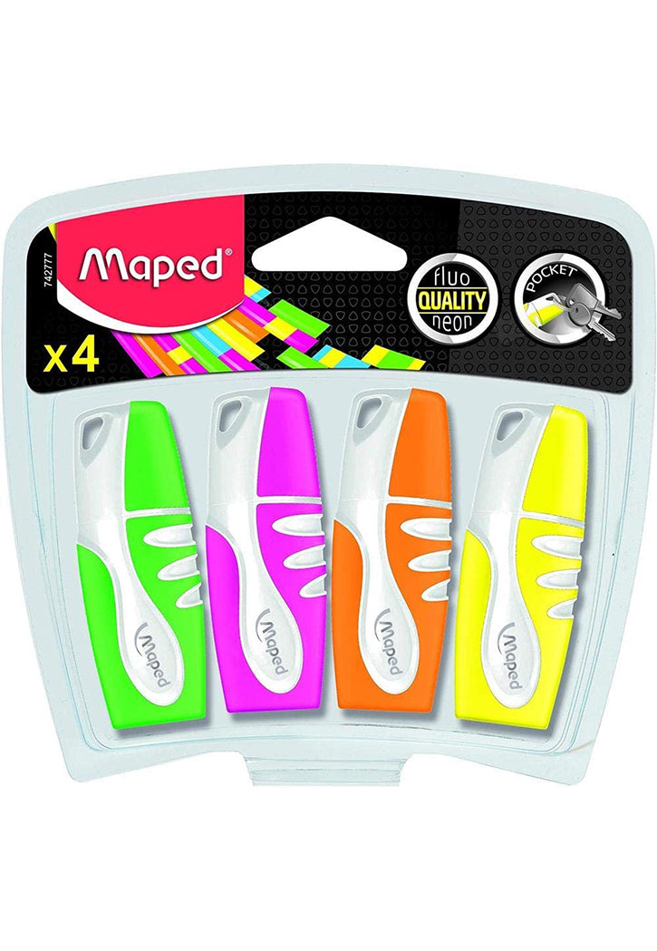 MAPED FLUO PEPS POCKET HIGHLIGHTER 4PCS/PKT